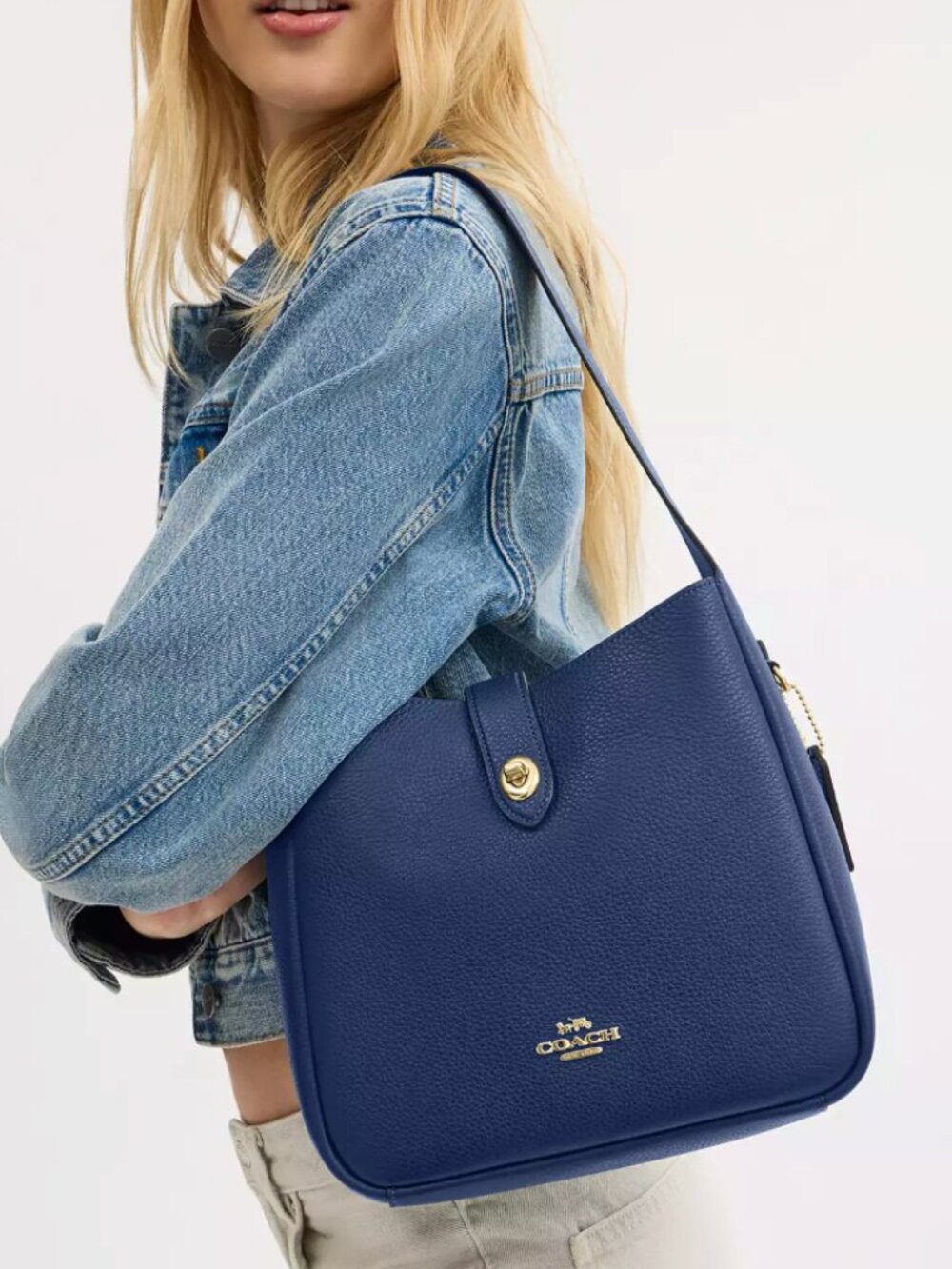 NWT COACH Hadley Convertible Crossbody Bag - CW002 Leather/Gold/Deep Blue $350